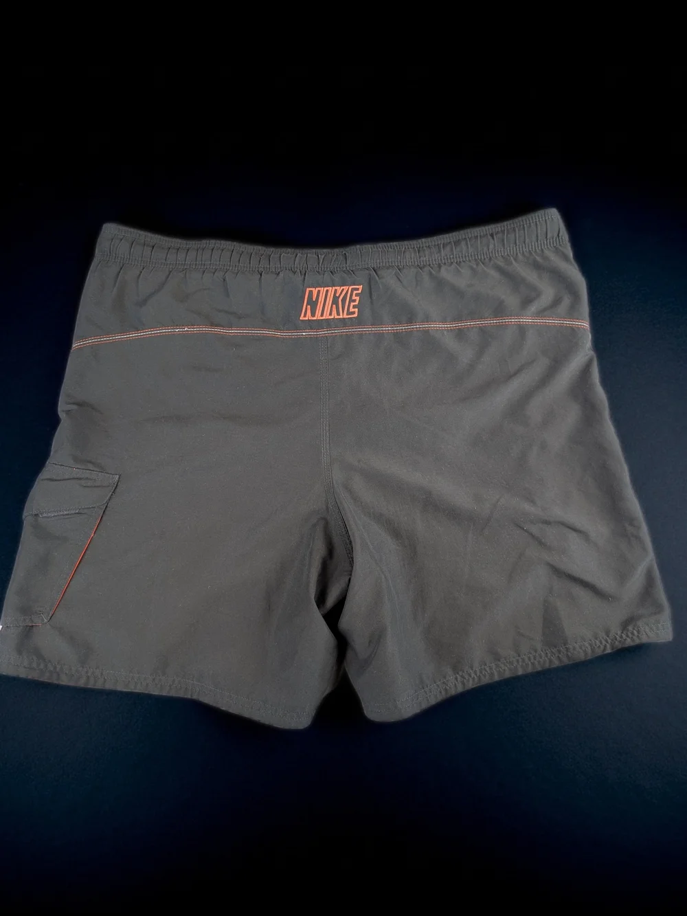 Nike Vintage Swim Trunks‎ Men's Size L Gray Orange Drawstring Pocket Y2K